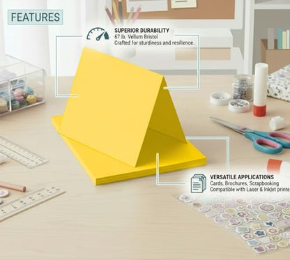 Vellum Bristol Cover 67 Pound, Smooth Finish, 250 Sheets Pack. – Premium Heavyweight Cardstock for Crafting, Printing, and Professional Projects, Acid-Free. (1, Goldenrod, 8.5"x11") - color: Goldenrod, size: 8.5"x11"