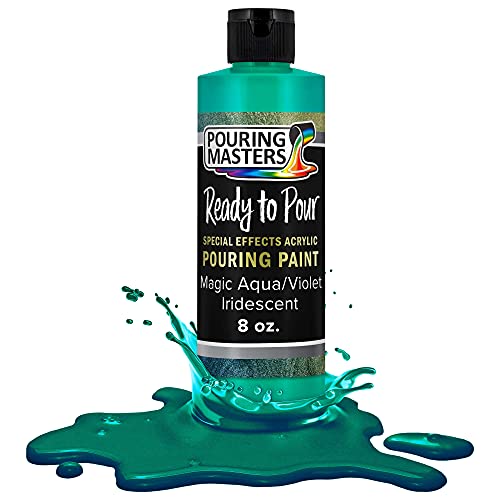 Pouring Masters Magic Aqua/Violet Iridescent Special Effects Acrylic Pouring Paint - Premium 8-Ounce Pre-Mixed Fluid Acrylic Paint - Fluid Art Supplies for Canvas, Wood, Paper, Tile & Rocks | Special Effects, Ready to Pour, Premium Pre-Mixed Fluid Acrylic