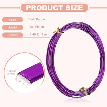 uxcell 18 Gauge Flat Aluminum Wire, 16.40 ft 3mm Wide Aluminum Crafts Wire for Flower Bonsai Crafts Carving DIY Bezel Sculpting Gem Metal Wrap, Dark Purple - color: Dark Purple, size: 3mm