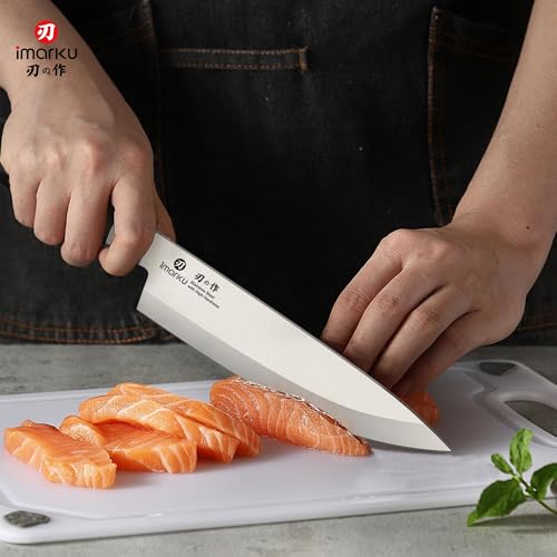 imarku 8 Inch Japanese Chef Knife,Single-Bevel Edge HC Steel Kitchen Knife | HC Steel Ultra-Sharp Vegetable Knife,For Right and Big Hands Pro Cooking Knife,Ergonomic Pakkawood Handle,Gift for Men - color: Classic Black