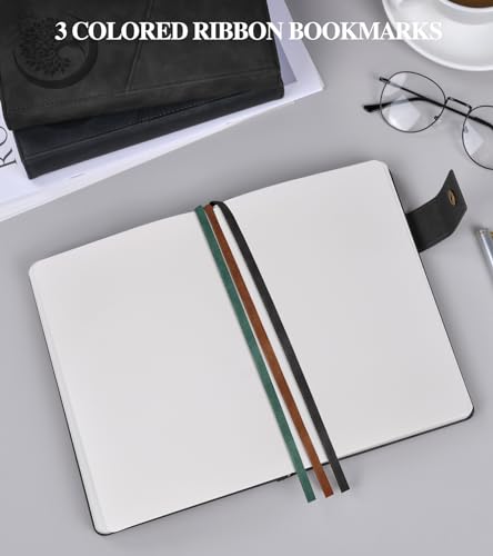 PAIBAS Blank Journal Notebook, A5 Hardcover Leather Sketchbook with 200 Pages Thick Blank Paper for Men Women, Unlined Drawing & Writing Journal, 5.9" x 8.4" Plain Notebook (black) - color: Black, size: Blank Page