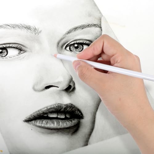 8 Pcs Eraser Pencils Set for Artists, Kneaded Erasers for Artists, Erasers for Drawing Add Highlights and Erase Details for Charcoal Drawings for Students Artists Beginners 6.9 Inch(White)