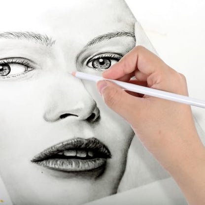 8 Pcs Eraser Pencils Set for Artists, Kneaded Erasers for Artists, Erasers for Drawing Add Highlights and Erase Details for Charcoal Drawings for Students Artists Beginners 6.9 Inch(White)