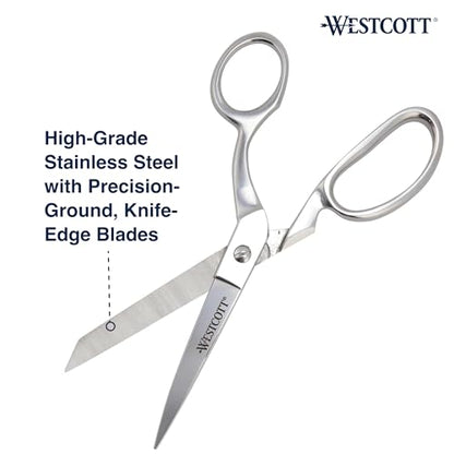 Westcott 8-Inch Forged Heavy Duty Bent Fabric Scissors, Precision-Ground Knife-Edge Blades for Seamless Cutting, Perfect for Sewing, Crafts, and Office - size: 8-Inch Bent