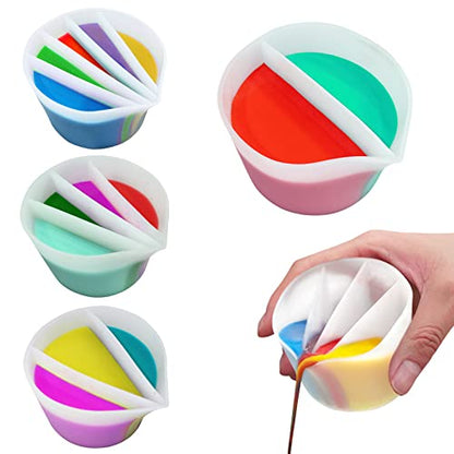 Split Cup for Paint Pouring Fluid Art Silicone Split Cup Resin Pouring Painting Tools DIY Making Drawing Accessories Reusable Split Cup with Dividers (2 Channels) - color: 2 Channels