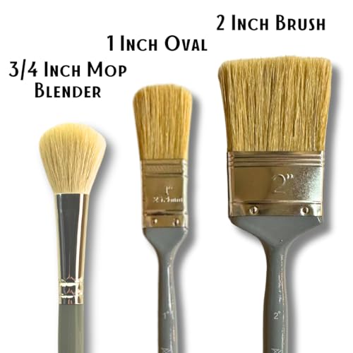 Adam Lashley 6 Piece Landscape Brush Set: 2 Inch, 1 Inch Oval, 6 Fan, Large Palette Knife, 3/4 Inch Mop Blender, 2/0 Script Liner for Wet on Wet Painting