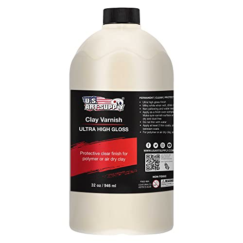 U.S. Art Supply 32oz High Gloss Clear Acrylic Topcoat for Pouring Paint | Artworks & Air Dry Clay Varnish - Acrylic Painting Protectant, Air Dry Clay Glaze for Polymer Clays, Ceramics and Sculptures - size: 32-ounces