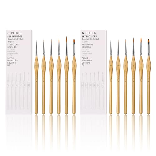 6Pcs Miniature Paint Brushes Set with Triangular Handles - for Acrylics, Oils, Watercolors & Paint by Number, Figurine（2PACK） - size: 12PCS