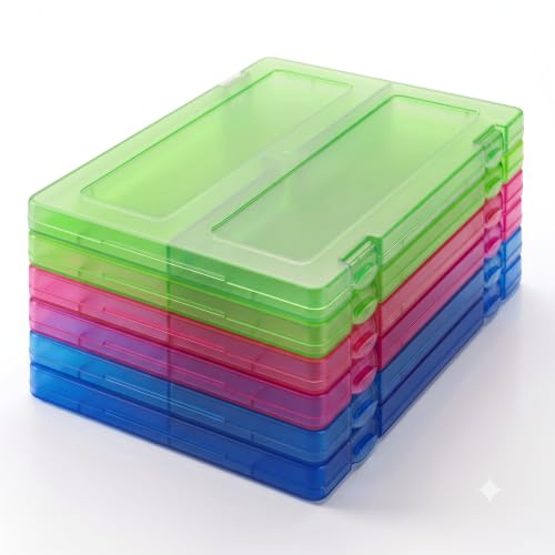 6 Packs A4 Paper Storage Boxes, 8.5 x 11 Plastic Portable Project Case for US letter Size and A4 paper, Plastic Multi-Purpose Thick Scrapbook Storage Box for Office (12.6"L x 9.5"W x 0.94"H) - size: 12.6"L x 9.5"W x 0.94"H