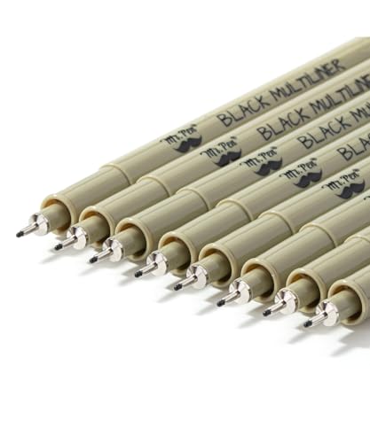 Mr. Pen- 0.45mm Micro Fine Point Pens, 8 Pack, Black Ink, Waterproof - color: Black, size: 0.45mm, 8 Pack
