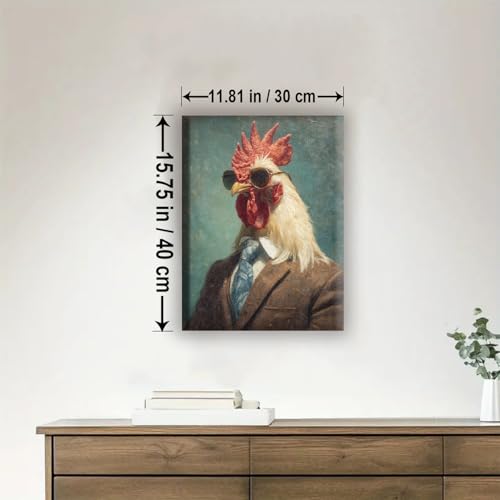 Aeontinity Cool Rooster in Suit with Sunglasses Animal Framed Canvas DIY Paint by Numbers Kit Bar Cafe Cave Home Room Wall Bathroom Porch Patio Decor Gift, 16 x 12 Inch - color: COOL ROOSTER IN SUIT WITH SUNGLASSES