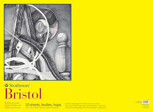 Strathmore 300 Series Bristol Paper Pad, Vellum Finish, Tape Binding, 10 Sheet, 22x30 inch, 1 Count