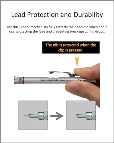 Graph Gear 1000 Mechanical Drafting Pencil Set (0.3mm / 0.4mm / 0.5mm / 0.7mm / 0.9mm), qullity original pen case - size: 0.3/0.4/0.5/0.7/0.9mm Set