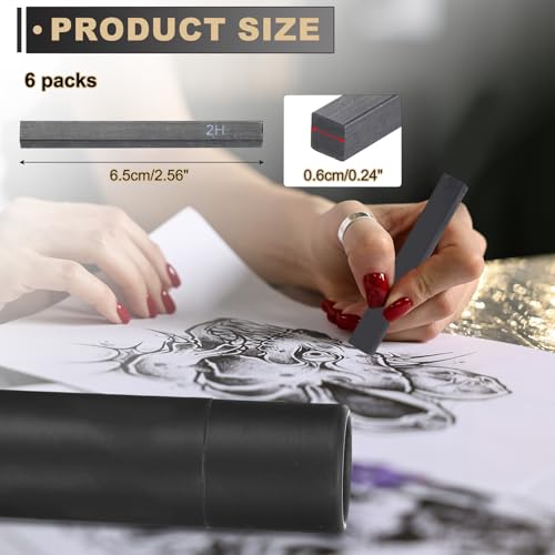 MECCANIXITY Compressed Charcoal Sticks, 2H Grade Square Vine Charcoal Sticks Set Art Supplies for Painting Drawing Sketching Shading Artists Beginners(Pack of 6) - style: 2H