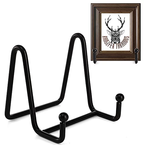 Hedume 8 Pack 3 Inch Iron Display Stand, Black Metal Easel Plate Display Photo Holder Stand, Picture Frame Holder Stand for Photo Easel, Decorative Plate, Book