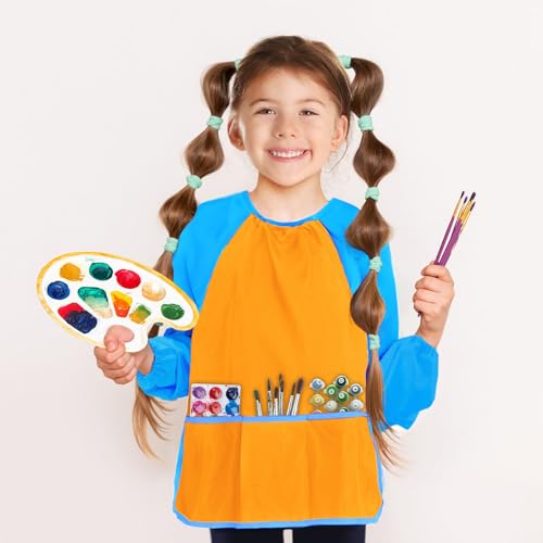 Kopokita Kids Art Smock, Toddlers Painting Apron Children Artist Smock - color: Orange