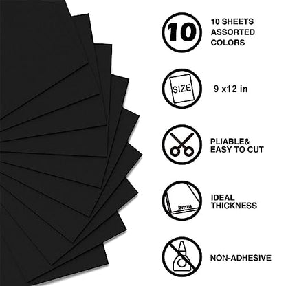 MEARCOOH Black Foam Sheets Crafts 9x12 Inch 2mm Eva Craft Foam Paper for Crafts Project Preschoolers Classroom Scrapbooking DIY Cosplay(10 Sheets) (Pack of 3) - color: Black, size: 10PCS Non-adhesive (Pack of 3)