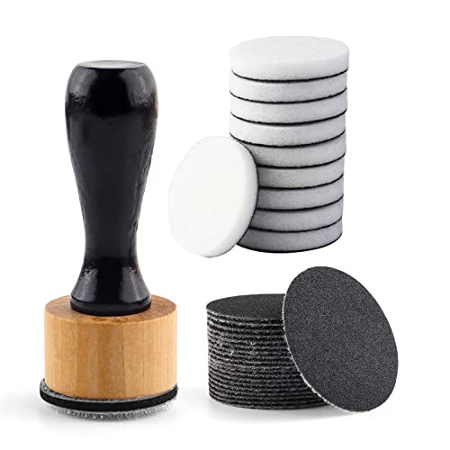 Briartw 31 PCS,Mini Ink Blending Tool With10pcs Flat Foams and 20pcs Sanding Disks Set,Medium-Grit Sandpaper Provides The Ideal Friction to Work On Cardstock, Chipboard, Wood - color: 1 Handle+10 Flat Foams+20 Sanding Disks