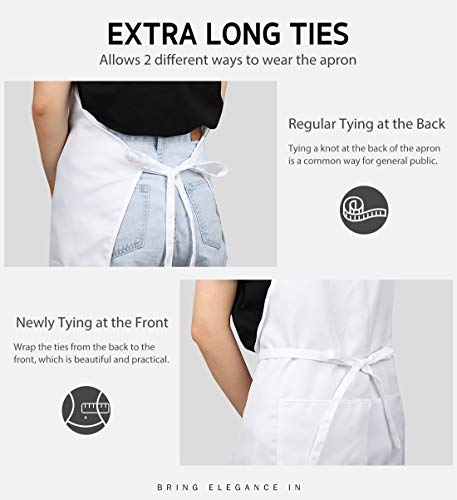 Syntus Apron for Men Women, Adjustable Cooking Kitchen Apron with 2 Pockets | Machine Washable, Firm Stitching, Stain Resistance, Long Tie Straps, 2 Pockets, Versatility, Unisex Use, Gift, BBQ - color: Basic White, style: 2 Cotton