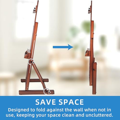 Falling in Art Large H-Frame Studio Easel for Painting, Walnut - style: Walnut