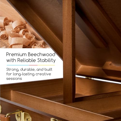 MEEDEN Table Top Easel for Painting: Wooden Tabletop Easel with Storage - color: Walnut