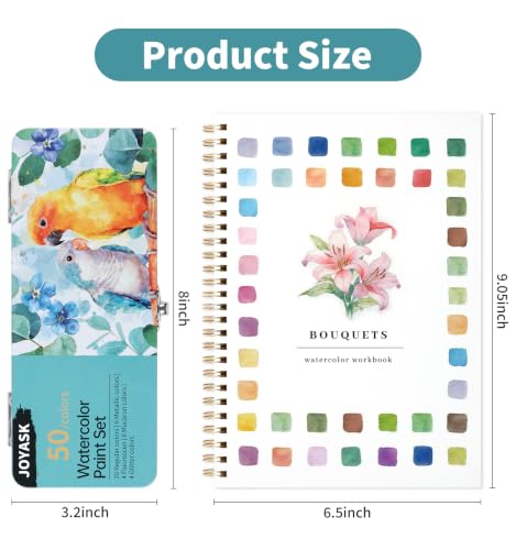 Watercolor Workbook with 12 Bouquet Patterns, 50Colors Watercolor Paint Set | Water Coloring Book, Beginner-Friendly Watercolor Workbooks for Creative Exploration Gift for Adults - color: Flowers-New