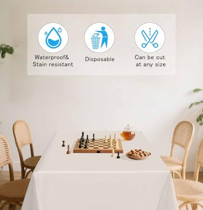 HEIPINIUYE 2 Pack Beige Tablecloth Disposable 54 x 108 Inch Beige Plastic Table Cloth Disposable Waterproof Rectangle Table Cover for Party Birthday Camping Picnic Tablecloths - color: Beige Rectangle Tablecloth, size: 2 Pack