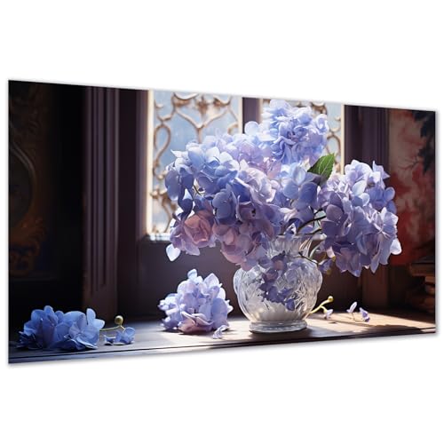 DDGEMART Diamond Painting Kit, 5D Full Drill Vintage Blue Hydrangea Still Life Floral Art for Adults & Beginners, Large 28x16 inch - color: Vintage Blue Hydrangea
