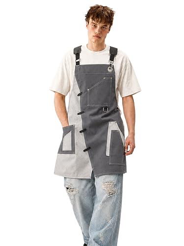 Professional Work Apron for Men & Women – 100% Cotton with waterproof Membrane, Cross Back Straps - color: Slate Grey
