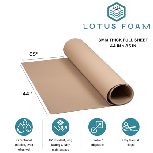 LotusFoam EVA Foam Sheet 3mm – 44"x 85" Craft Foam for Cosplay, Costumes & DIY, High Density 130 kg/m3, Heat Shapeable, Paintable, 35 Colors (Desert Sand) - Desert Sand - color: Desert Sand