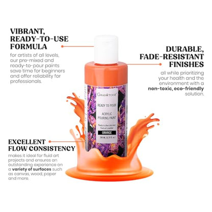 GRANOTONE Pouring Paint Orange 6.76 fl oz 200 ml - color: ORANGE