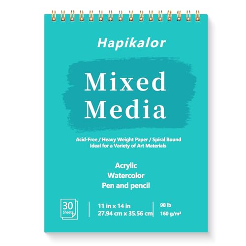 Mixed Media Sketchbook 11 "x 14" Multimedia Sketchbook, Sketch Book | Top Spiral Bound Sketch Book, 98lb/160gsm Mixed Media Paper, Watercolor Paper Sketch Pads for Drawing, Painting, Art Supplies - size: 11" x 14"