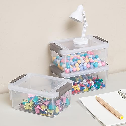 Citylife 0.53 QT 10 Packs Small Storage Bins Plastic Storage Container Stackable Box with Lids for Organizing, Clear White | Plastic Box for Beads, Buttons, Sewing Supplies, Office Supplies and Small Toys - color: Clear White, size: 0.53 QT(10 Pack)