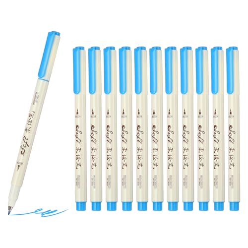 PATIKIL Fineliner Colored Pens, 12 Pcs Sky Blue Felt Brush Tip Fineliner Marker Waterproof Ink Watercolor Coloring Book Art Supplies Set for Artist Journaling Scrapbooking - color: Sky Blue