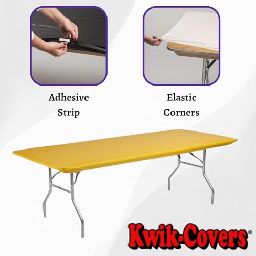 6' Rectangle Plastic Table Covers 30" x 72", Bundle of 5 (Gold) - color: Gold