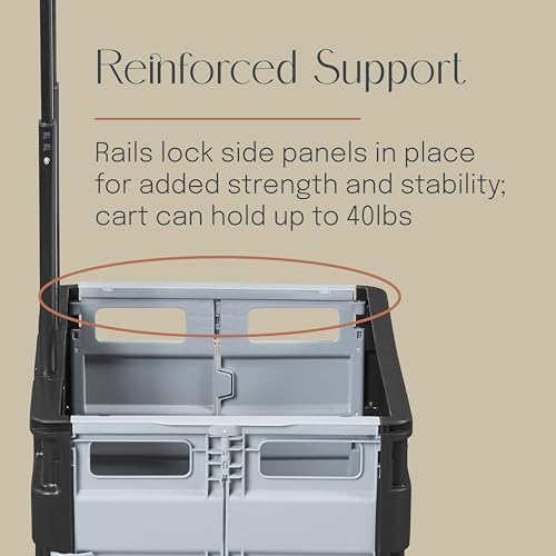 Folding Mobile Utility Cart, Canvas Organizer Bag, Blue/Grey - color: Blue/Grey