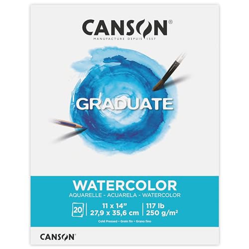 Canson Graduate Watercolor Pad, Foldover, 11x14 inch, 20 Sheets | Artist Paper for Adults and Students - Painting, Gouache, Mixed Media and Ink - size: 11x14 inch