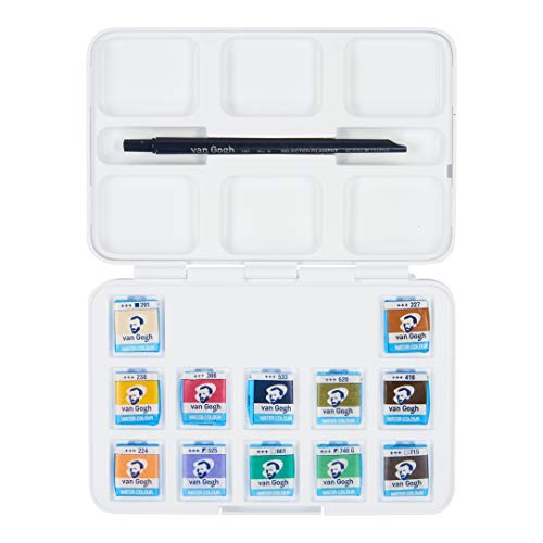 Van Gogh Watercolor Paint Set, Plastic Pocketbox, 12-Half Pan Muted Colors Selection - color: 12 Muted (Plastic Pocketbox), style: Half Pan