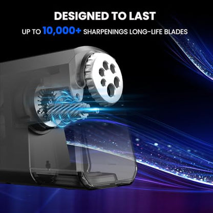 Heavy Duty Electric Pencil Sharpener – 6-Hole for 6-12mm Pencils, Auto Start/Stop, Fast 4s Sharpening, Zinc Alloy Blade, 10,000+ Sharpenings – Ideal for Classroom, Office & Art Use(S260) - color: Black