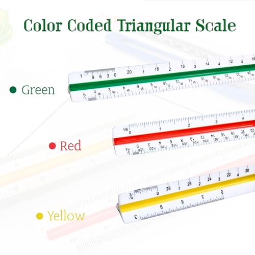Architect Scale Ruler, Drafting Triangle Ruler, 12 Inch | Architectural Scale Ruler, Plastic Drafting Ruler for Blueprint, Drawing, Engineers, Students, Architects, Contractors