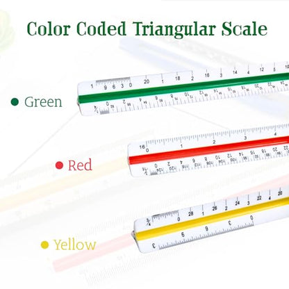 Architect Scale Ruler, Drafting Triangle Ruler, 12 Inch | Architectural Scale Ruler, Plastic Drafting Ruler for Blueprint, Drawing, Engineers, Students, Architects, Contractors