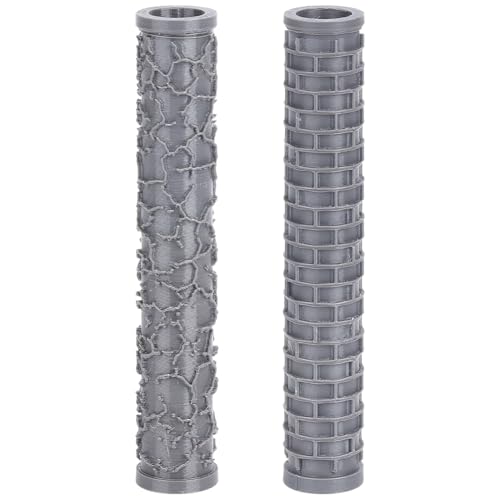 CRAFTYMELODY 2Pcs Landscape Pattern Clay Texture Roller 2 Styles Plastic Column Pottery Tools Rolling Pins Stamps Gray Texture Roller for Handmade Making Crafting DIY Micro-Scenery Home Accessories