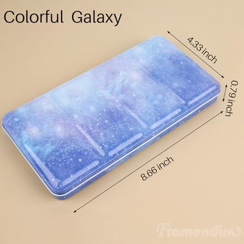 Framendino, Galaxy Metal Watercolor Palette with Fold Out Large Tray with 52 Empty Half Pans for Paint - color: Galaxy