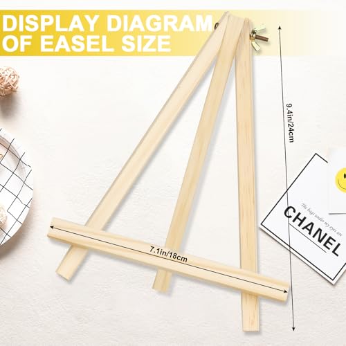Mini Easels 12 Pack, Small Easels for Painting 24cm/9 Inch, Folding Design, Small Easel with 12 Palettes and 60 Brushes, Suitable for Outdoor Painting Party