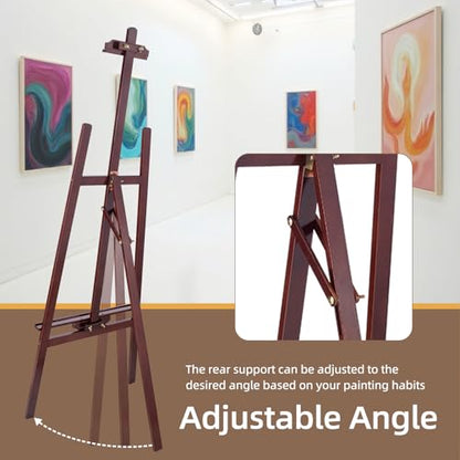 Falling in Art Adjustable Wooden Easel Stand for Painting&Display, Brown | Folding Art Easel for Display, Drawing, Wedding Sign and Poster, Suitable for Kids and Adults, Holds Up to 42" - style: Brown -1 Pack
