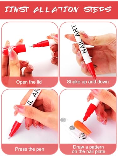 12 Color 3D Nail Art Pens Set Kalolary 0.5MM Nail Art Markers - color: F