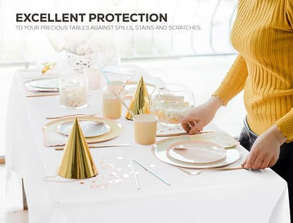 Utopia Kitchen Plastic Table Cloth Disposable [White, 12 Pack] | 54x108 Inch Rectangle Tablecloth Waterproof Stain Resistant Party Table Cover - color: White, size: 54X108 Inch - 12PC