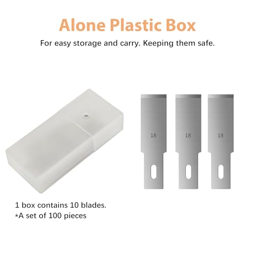 #18 Hobby Knife Blades(Pack of 100),Art Blades Cutting Tool with Storage Case for Craft, Hobby, Scrapbooking, Stencil - size: #18-100pcs