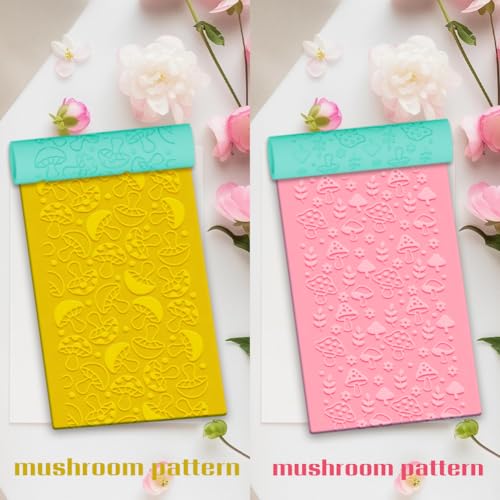 ACRNIGHEET 5 Pcs Polymer Clay Texture Roller, Mushroom Themed Embossing Rollers Pottery Stamp, Like Texture Sheets Work with Polymer Clay Cutters, Clays Jewelry Making Kit with Storage Box - color: Mushroon