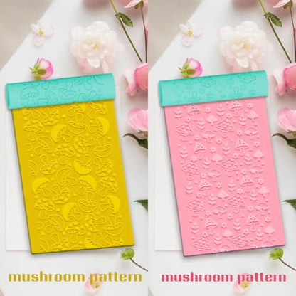 ACRNIGHEET 5 Pcs Polymer Clay Texture Roller, Mushroom Themed Embossing Rollers Pottery Stamp, Like Texture Sheets Work with Polymer Clay Cutters, Clays Jewelry Making Kit with Storage Box - color: Mushroon